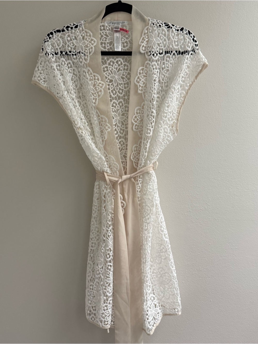 Rya Collection crotchet Lace Overlay Kimono with Belted Waist robe